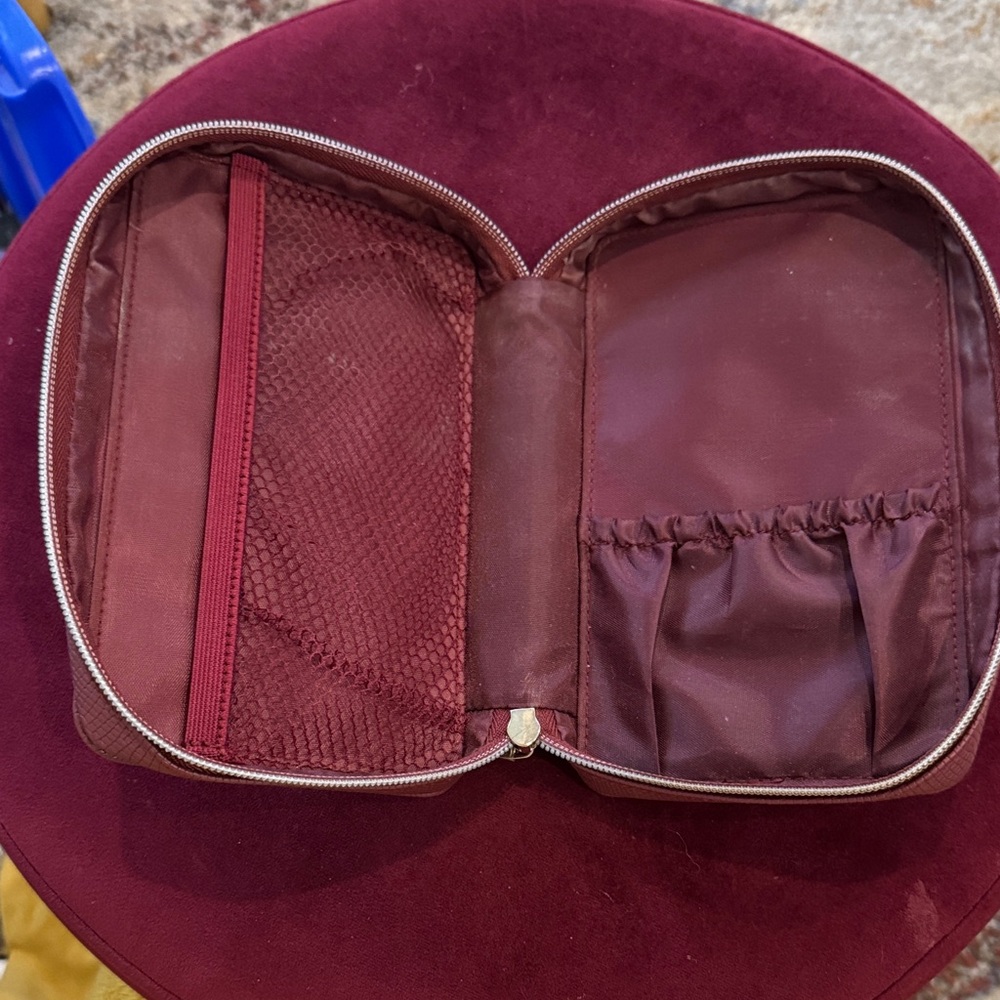 Burgundy Textured Clutch with Gold Accent - Picture 3 of 3